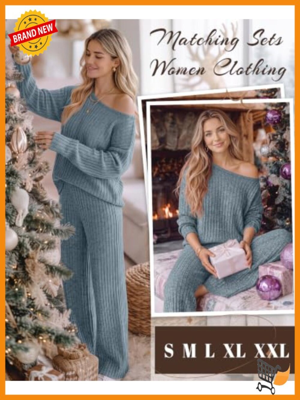 Off Shoulder Lounge Set Brushed Ribbed - Picture 3 of 5